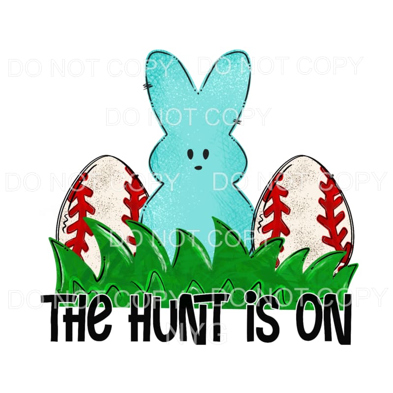 The Hunt Is On Blue Bunny Baseball Easter Eggs Sublimation 