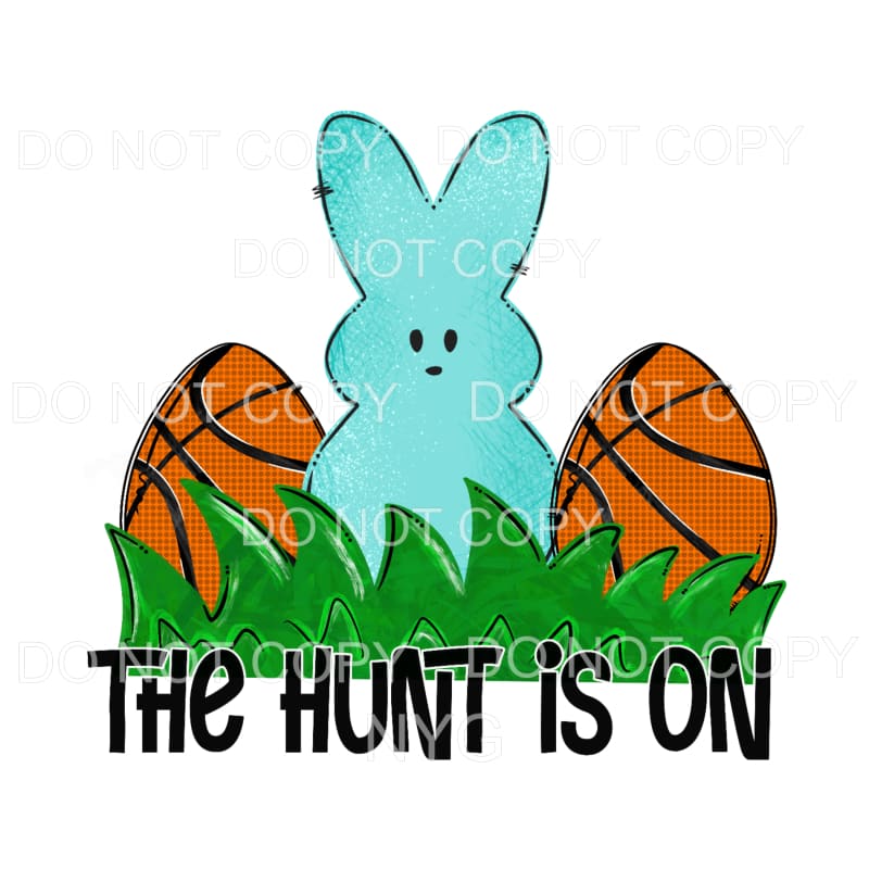 The Hunt Is On Blue Bunny Basketball Easter Eggs Sublimation