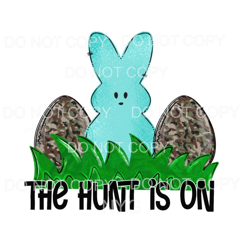 The Hunt Is On Blue Bunny Camo Easter Eggs Sublimation 