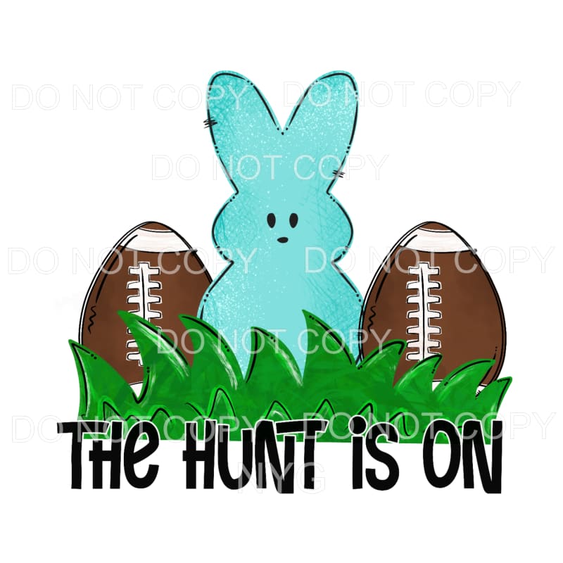 The Hunt Is On Blue Bunny Football Easter Eggs Sublimation 