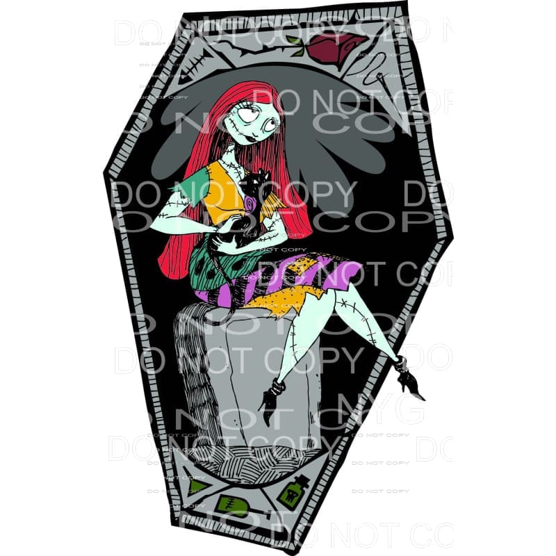 The Nightmare Before Christmas Sally Black Cat Red Rose #873