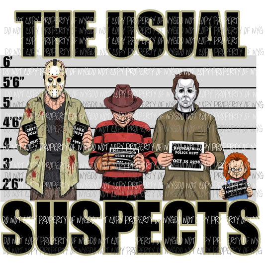 The Usual suspects 1 Nightmare Halloween Freddie chucky Sublimation transfers Heat Transfer