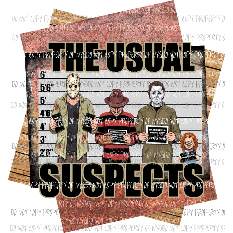 The Usual suspects 2 Nightmare Halloween Freddie chucky Sublimation transfers Heat Transfer