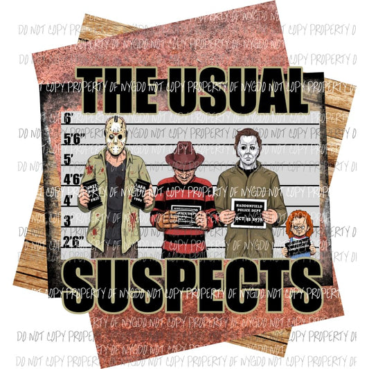 The Usual suspects 2 Nightmare Halloween Freddie chucky Sublimation transfers Heat Transfer