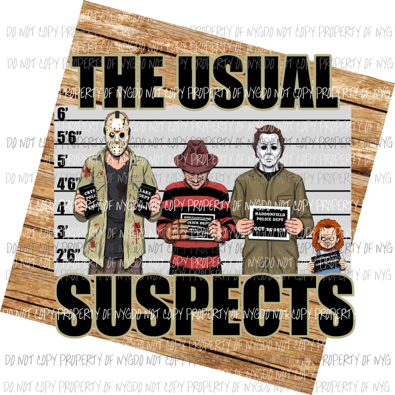 The Usual suspects 3 Nightmare Halloween Freddie chucky Sublimation transfers Heat Transfer