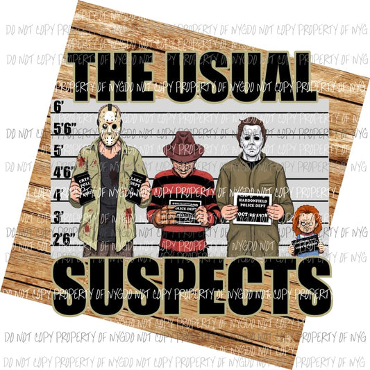 The Usual suspects 3 Nightmare Halloween Freddie chucky Sublimation transfers Heat Transfer