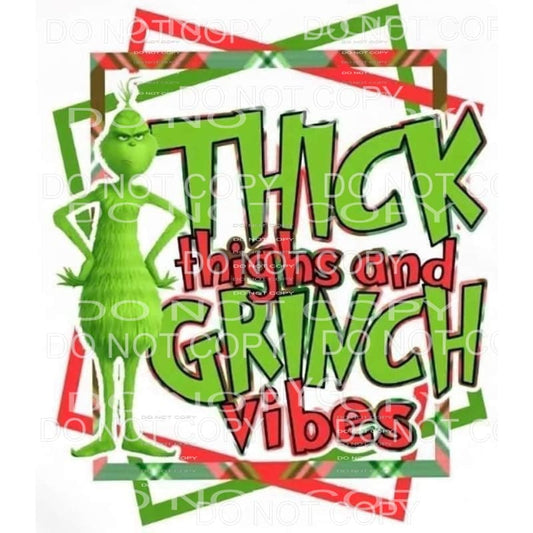 Thick Thighs And Grinch Vibes Red Green Plaid Triple Frame 