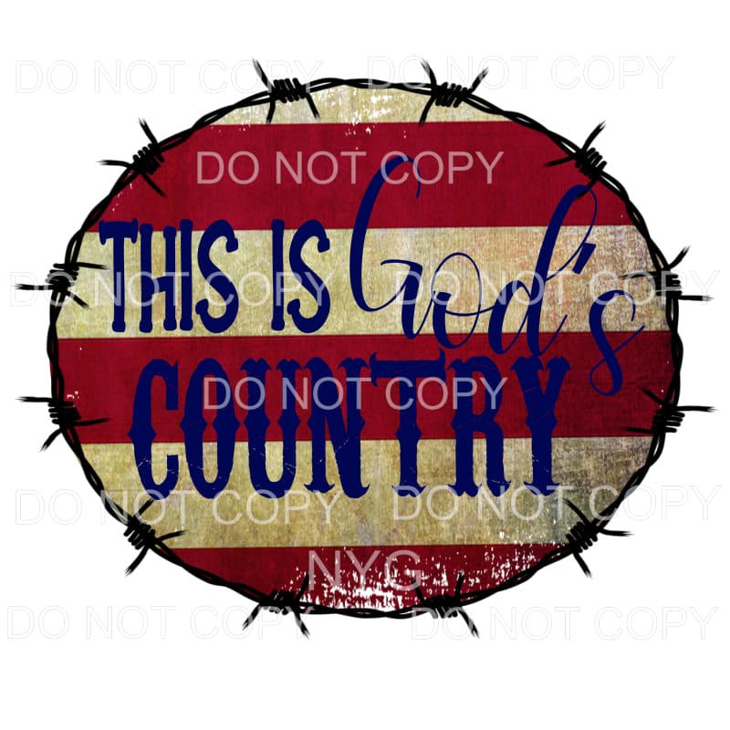 This Is God’s Country American Flag Barbwire Circle Frame 