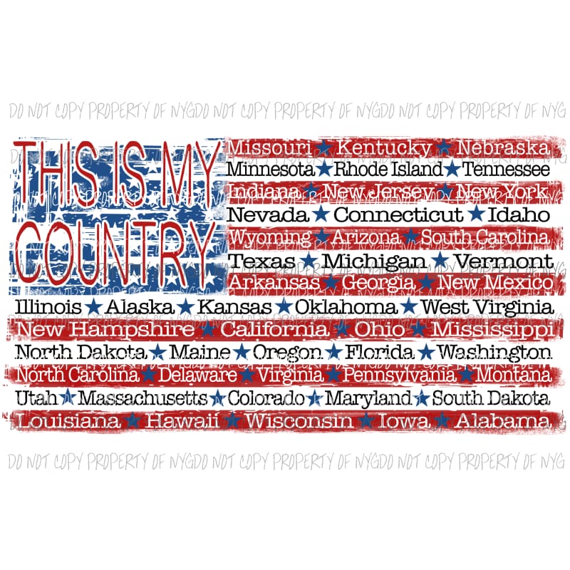 This is my country USA flag states Sublimation transfers Heat Transfer