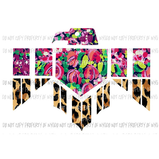 Thunder Bird floral leopard Sublimation transfers Heat Transfer