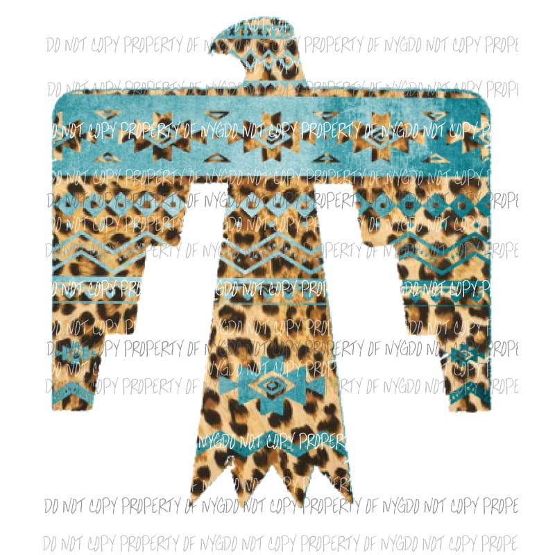 Thunderbird leopard and turquoise Sublimation transfers Heat Transfer