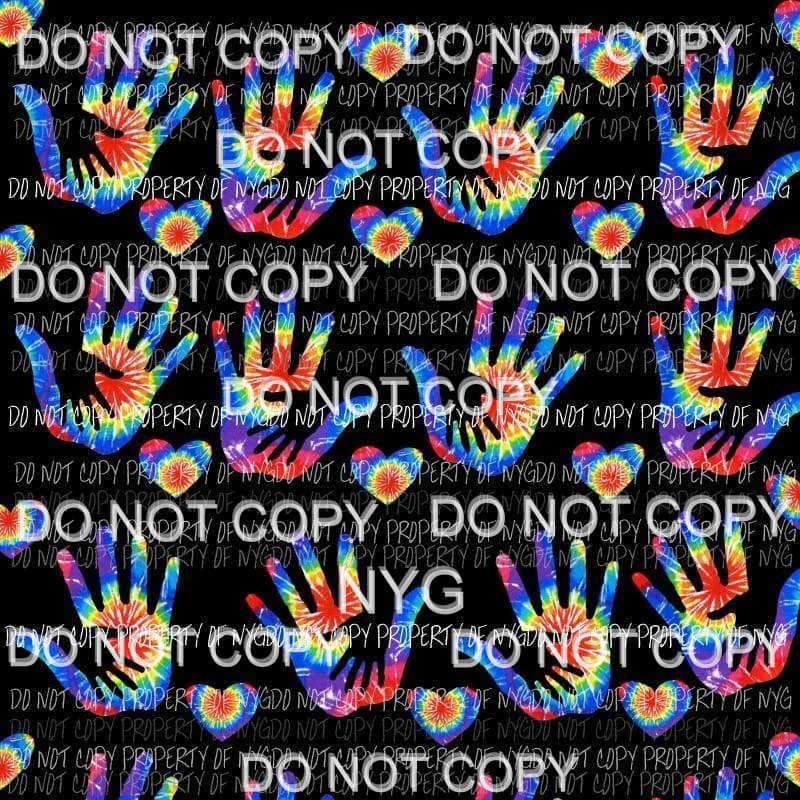 Tie Dye Hands Background #2 Sublimation transfers 13 x 9 inches Heat Transfer