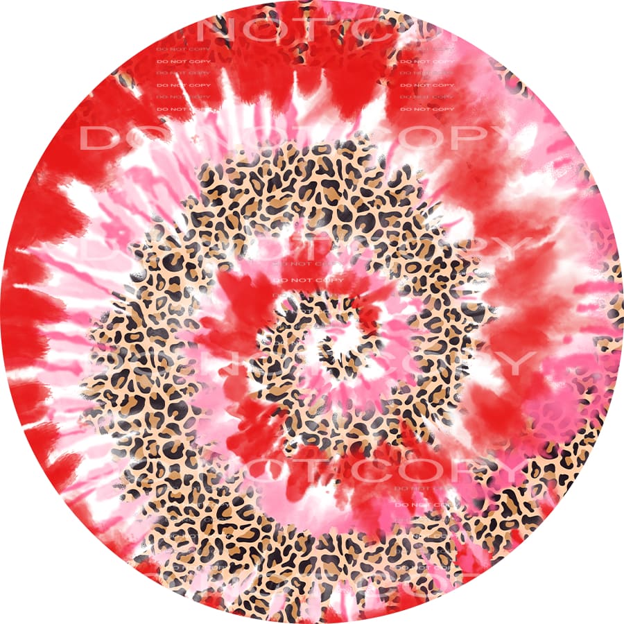 Tie Dye Leopard Circle Valentines Day #2606 Sublimation 