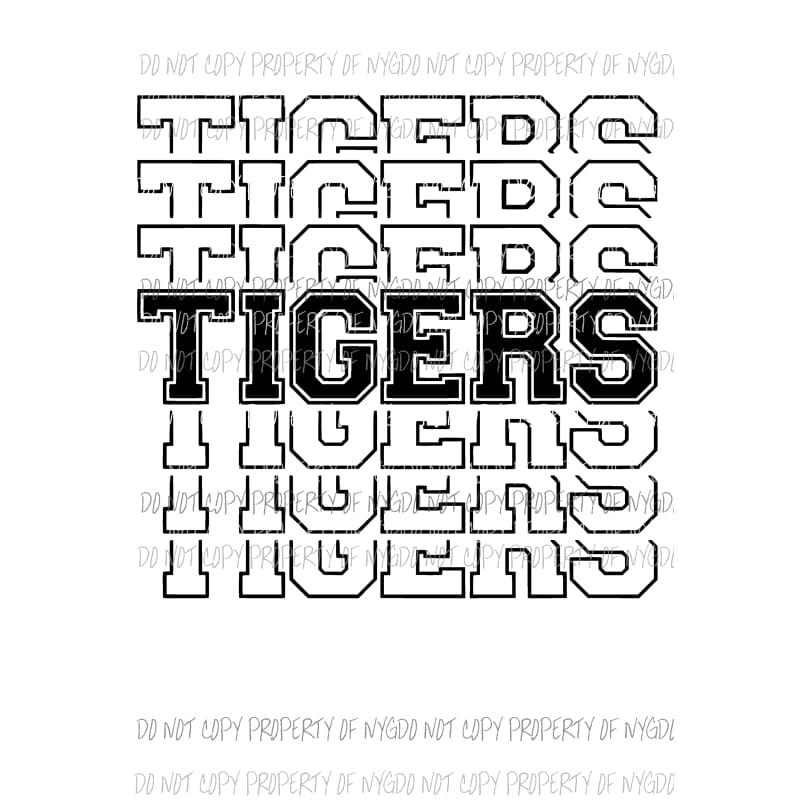 Tigers mirrored stacked Sublimation transfers Heat Transfer