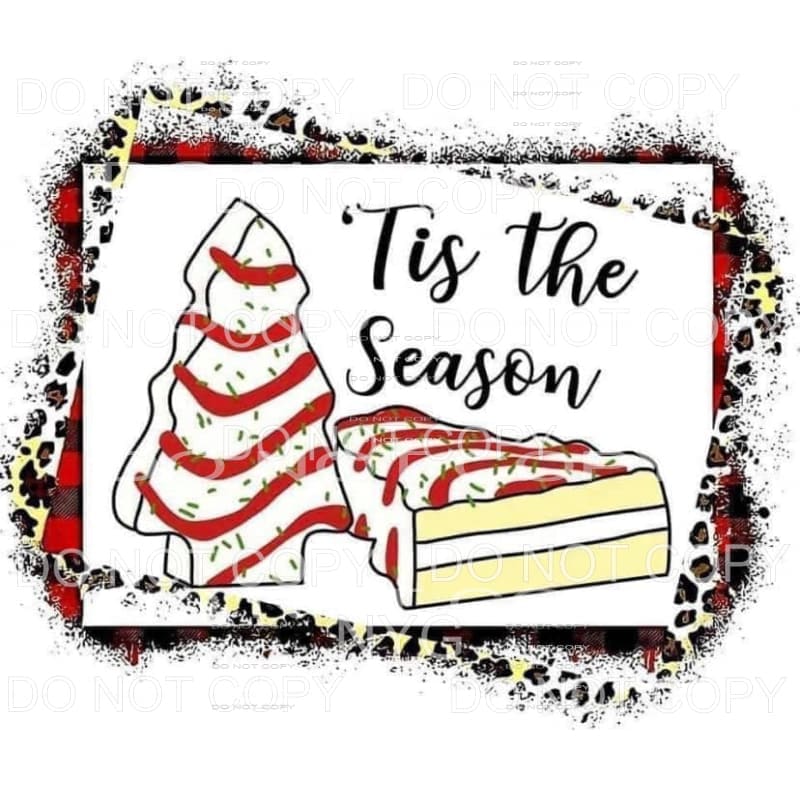 Tis The Season Christmas Tree Snack Cake Leopard Red Plaid 