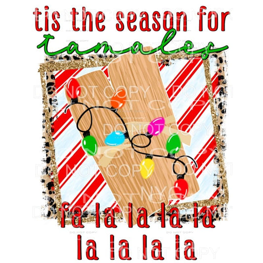 Tis The Season For Tamalas Fa La La Christmas Lights Red 
