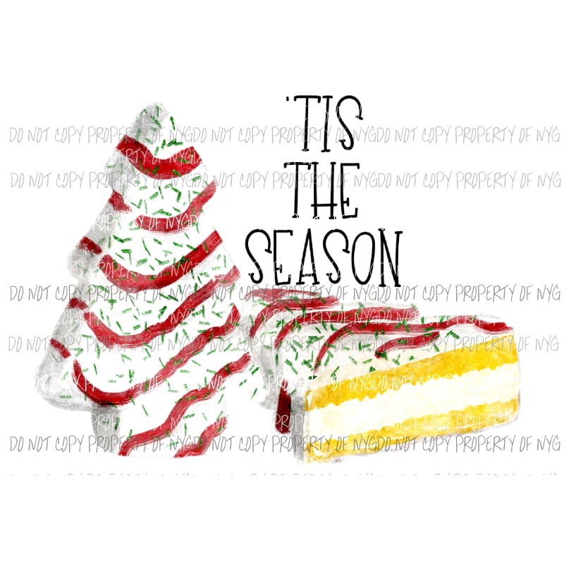 Tis the Season Little Debbie Trees Cake Sublimation transfers Heat Transfer