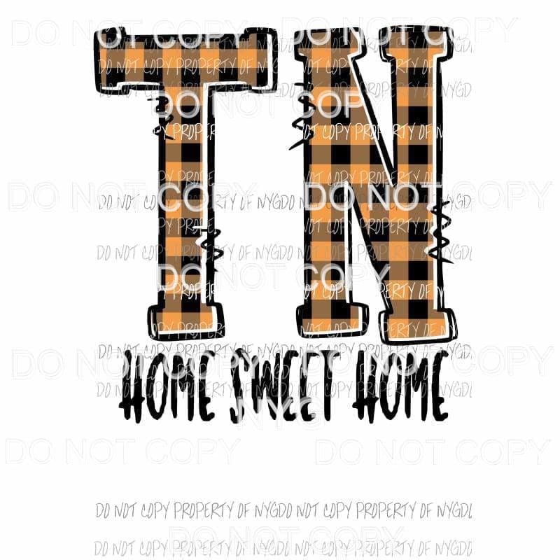 TN Home Sweet Home orange plaid Sublimation transfers Heat Transfer