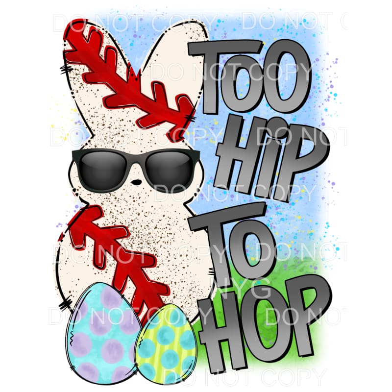 Too Hip To Hop Baseball Bunny Easter Sublimation transfers -