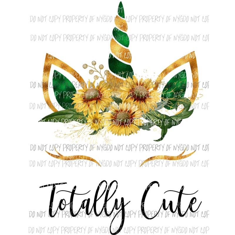 Totally Cute unicorn ears fall sunflowers orange green Sublimation transfers Heat Transfer