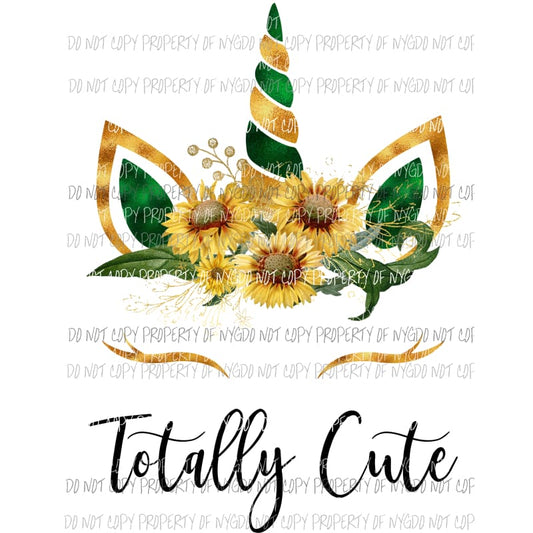 Totally Cute unicorn ears fall sunflowers orange green Sublimation transfers Heat Transfer