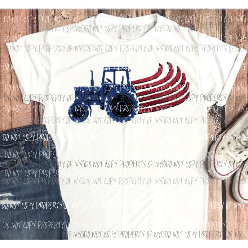 Tractor red white and blue Sublimation transfers Heat Transfer