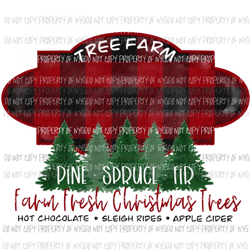 Tree Farm blank red buffalo plaid trees Sublimation transfers Heat Transfer