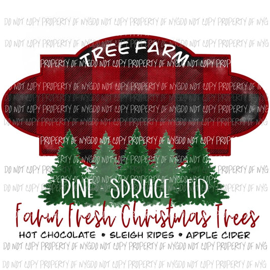Tree Farm blank red buffalo plaid trees Sublimation transfers Heat Transfer