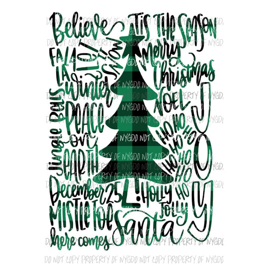 Tree Type Christmas Plaid Green Sublimation transfers Heat Transfer