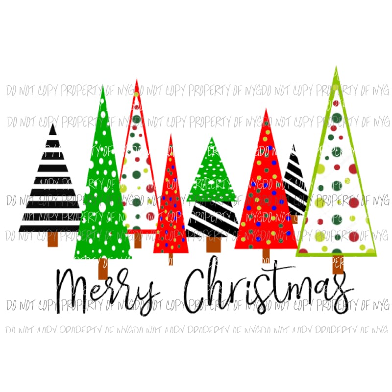 Trees merry christmas Sublimation transfers Heat Transfer