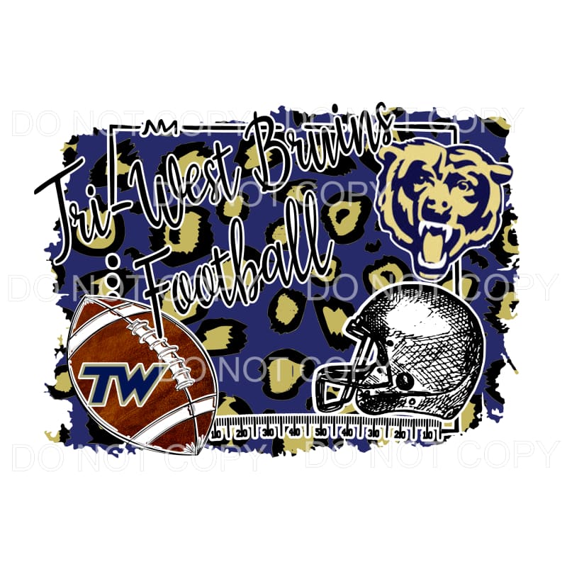 Tri West Bruins Football # 1 Sublimation transfers - Heat 