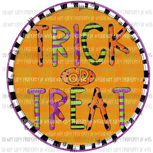 Trick Or Treat circle orange # 1 Sublimation transfers Heat Transfer