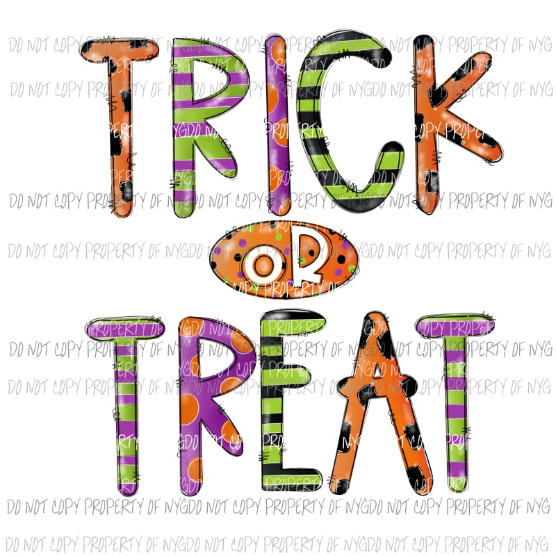 Trick Or Treat distressed Halloween Sublimation transfers Heat Transfer