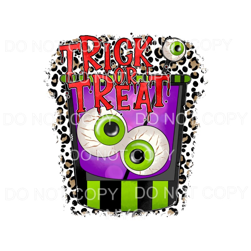 Trick Or Treat Monster Pail Bucket Eyeballs Leopard #240 