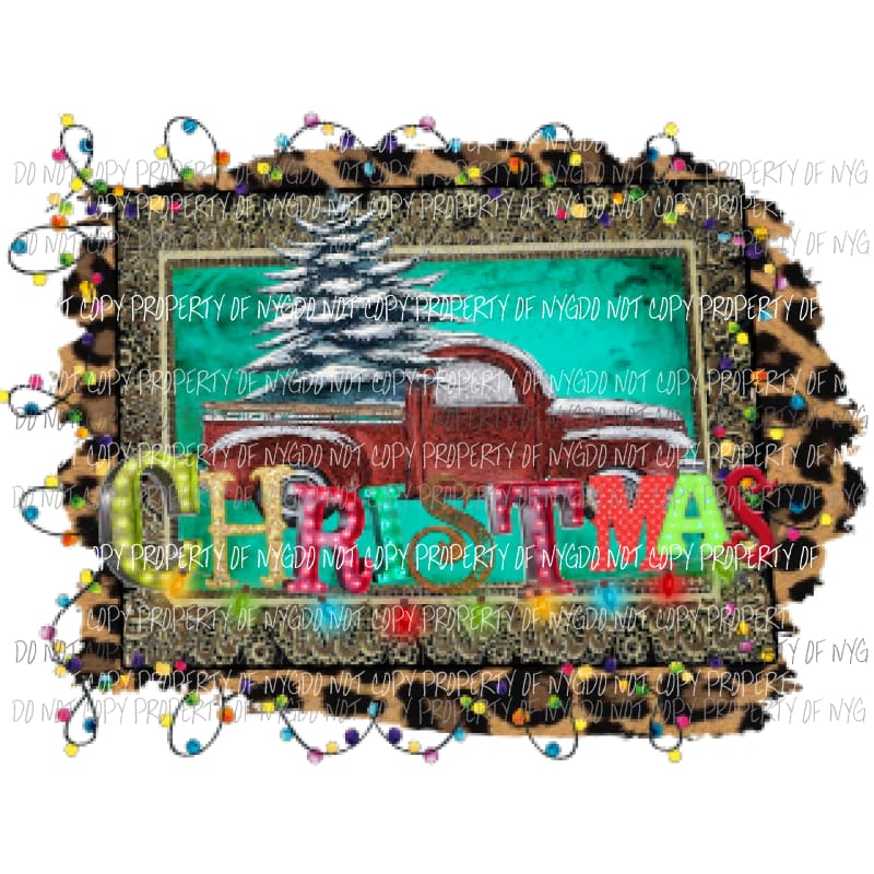 Truck Christmas lights Leopard #2 Sublimation transfers Heat Transfer
