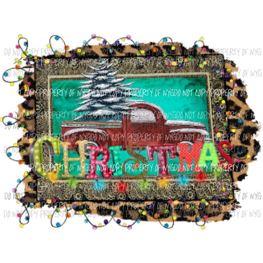 Truck Christmas lights Leopard #2 Sublimation transfers Heat Transfer