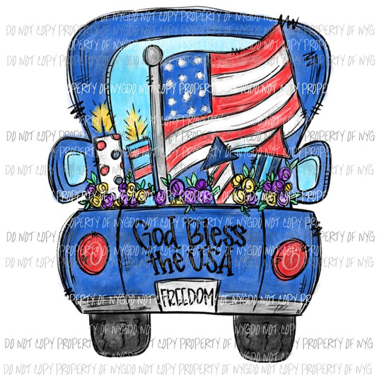Truck God Bless America USA # 8 Sublimation transfers USA america 4th of july memorial day labor Heat Transfer