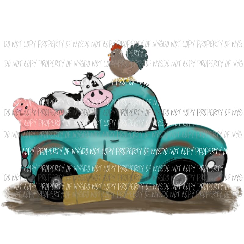 Truck with farm animals Sublimation transfers Heat Transfer