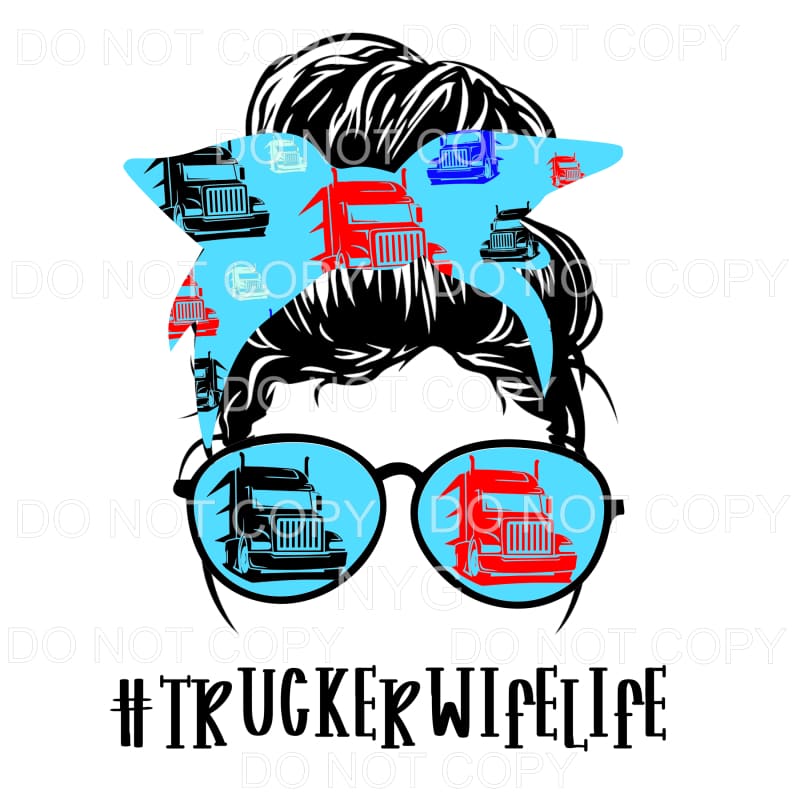 Truckers Wife Life Aviator Glasses Headwrap Sublimation 