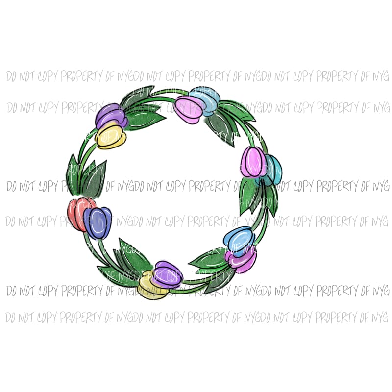 Tulip Wreath pastel colors Sublimation transfers Heat Transfer