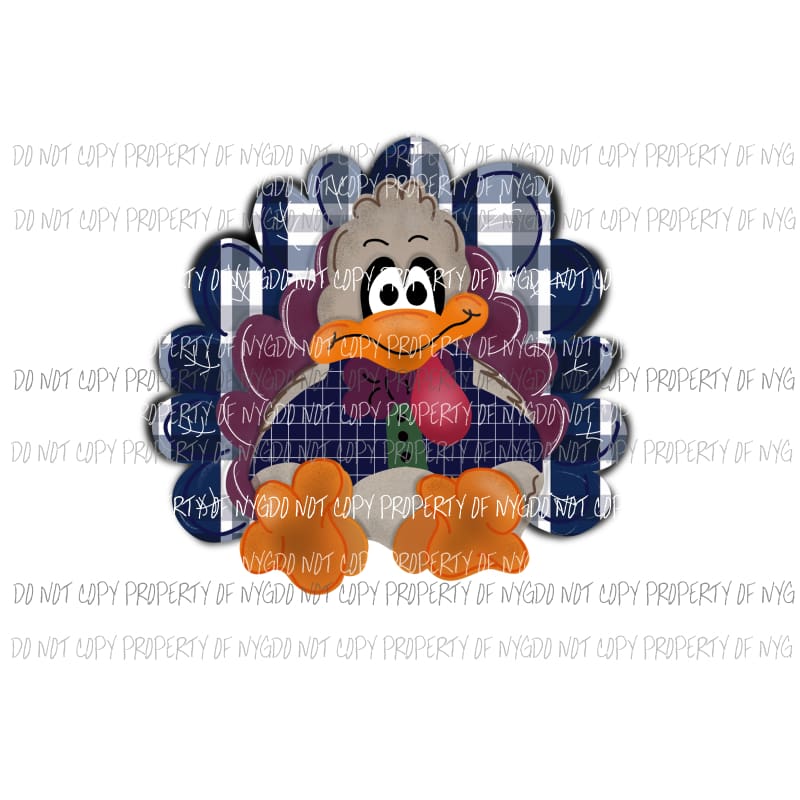 Turkey blue plaid background Thanksgiving Sublimation transfers Heat Transfer