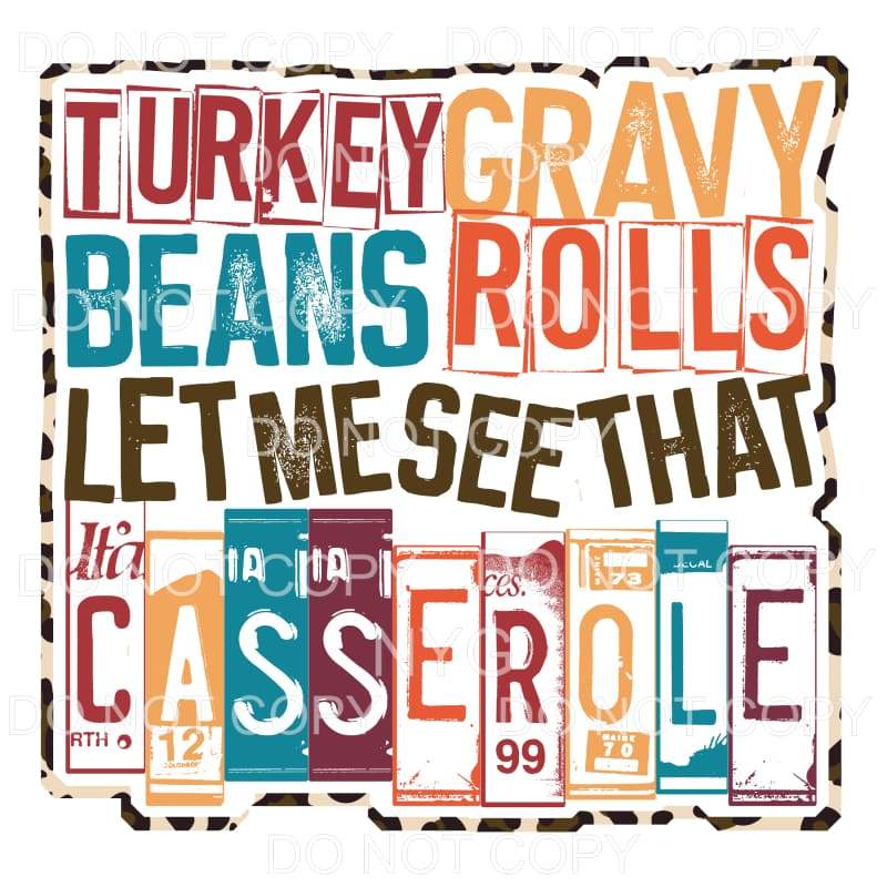 Turkey Gravy Casserole Sublimation transfers - Heat Transfer