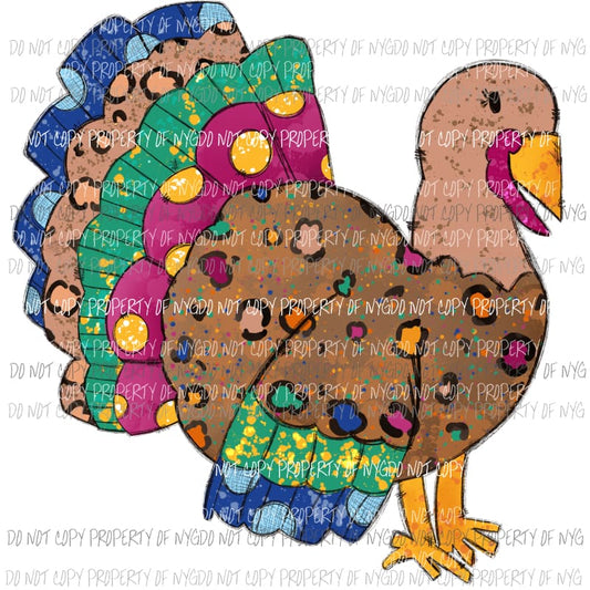 Turkey leopard splatter colors and patterns Sublimation transfers Heat Transfer