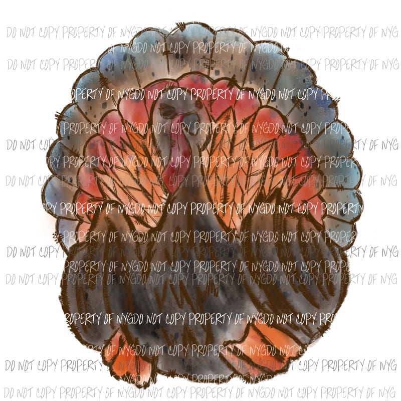 Turkey watercolor sketch Sublimation transfers Heat Transfer
