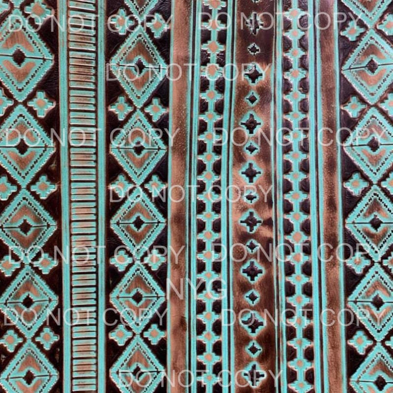 Turquoise Brown Aztec Sheet Sublimation transfers - 13 x 9 