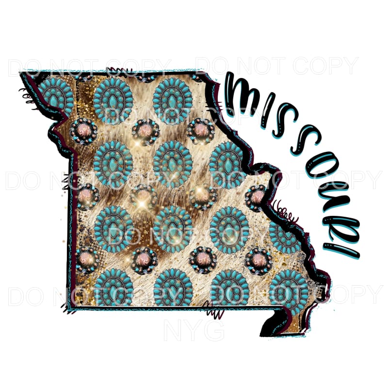 Turquoise Cowhide STATES All states in drop down menu 
