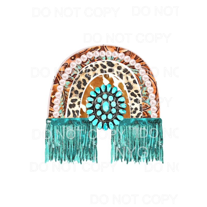 Turquoise Gem Leopard Pearls Rainbow Sublimation transfers -