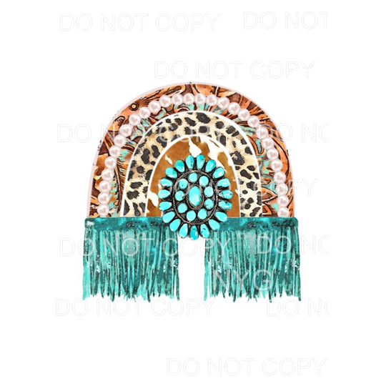 Turquoise Gem Leopard Pearls Rainbow Sublimation transfers -