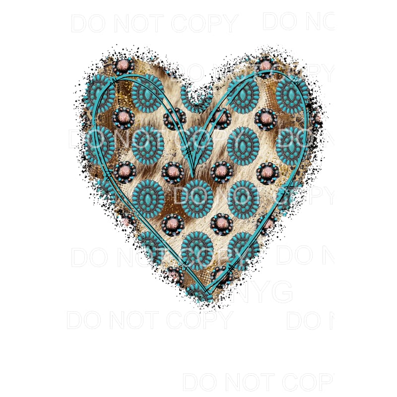 Turquoise Gemstone Heart Sublimation transfers - Heat 