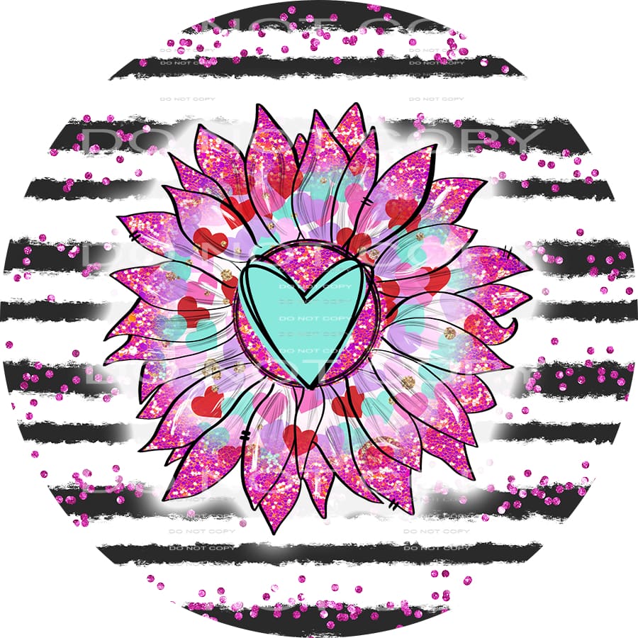 Turquoise Heart Purple Sunflower Glitter Black Stripes 